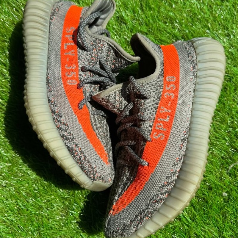 Yeezy Boost 350 V2 Beluga in grey and solar red